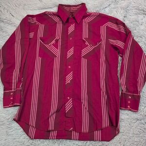 Vintage Rustler Shirt Mens 16.5 Red Snap Up Rancher Chore Western 34 35 Longtail